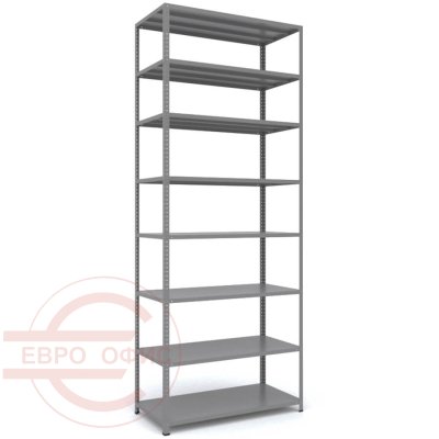 MS_255x100x50 Металлический стеллаж ПРОМЕТ, 8 (Cерый полуматовый (RAL 7038))