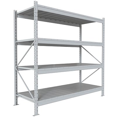 200x210x80 Металлический стеллаж MS PRO, 4 (Cерый полуматовый (RAL 7038))