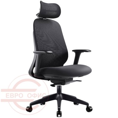 7258A-1 Кресло для руководителя  Евро Офис, обивка ткань (Черный MT05-1 + MТ02-1)