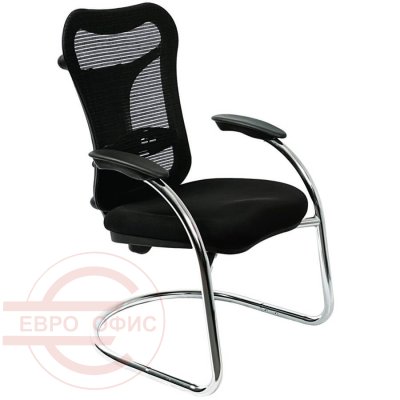 CH-999AV Кресло для посетителя  Бюрократ, обивка сетка / ткань (Чёрный)