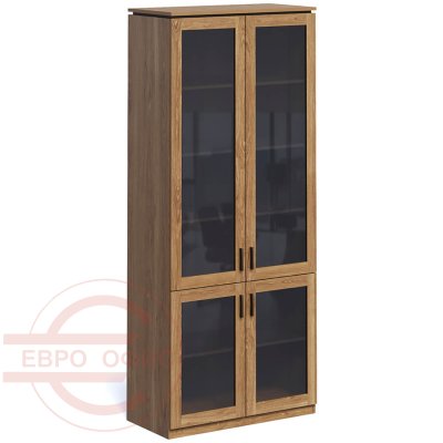 Ot-62 + Ot-07.2 + Ot-08.2 Высокий стеллаж со стеклянными дверьми Мебель Стиль On.Top (Рэд Фокс / венге)