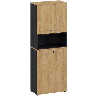 FLEX 221 hinged/open 156Z 15 156Z.34 Шкаф высокий составной 2 Profoffice Флекс / Flex (Гикори, графит)