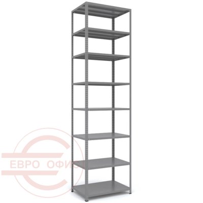 MS-255x70x50 Металлический стеллаж ПРОМЕТ, 8 (Cерый полуматовый (RAL 7038))