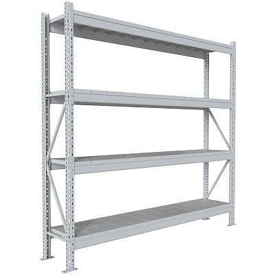 200x210x40 Металлический стеллаж MS PRO, 4 (Cерый полуматовый (RAL 7038))