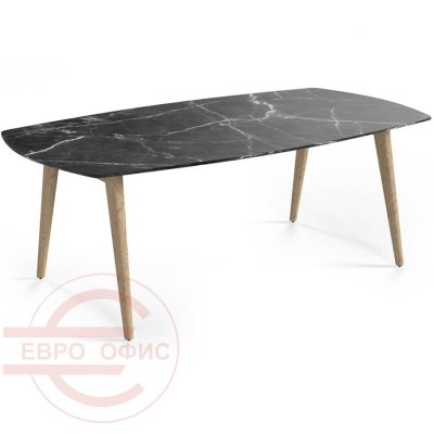 Rem-220 Стол переговоров Мебель Стиль Remo (Мрамор черный/массив ясеня MS)