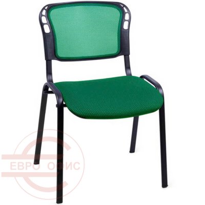 ИЗО-2 чёрный металл Стул для посетителя  Евро Офис, обивка сетка / ткань (Зелёный)