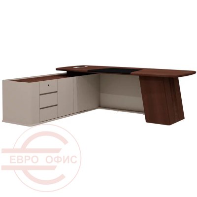 As-24.1 L Стол руководителя с опорной тумбой левый Мебель Стиль Aston (дуб Дюваль / серый кварц / мокко)