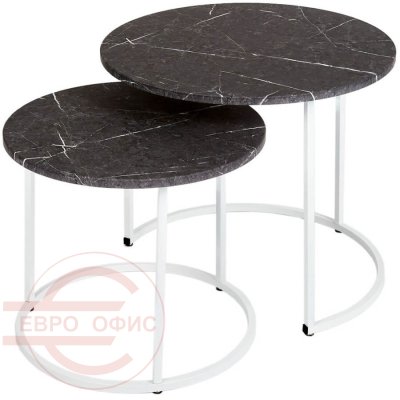МеталлАрт М001 Журнальный стол Мебелик (черный мрамор/белый)
