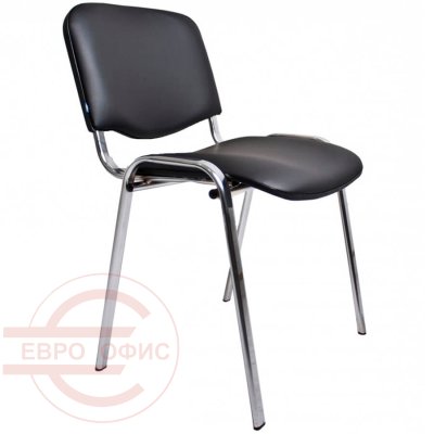 ИЗО ХРОМ Стул для посетителя  Евро Офис, обивка экокожа (Черный (V-4))