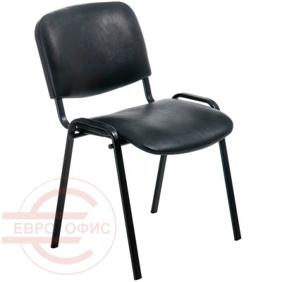 ИЗО чёрный металл Стул для посетителя  Евро Офис, обивка иск. кожа (Чёрный)