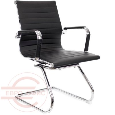 RT-04S Кресло для посетителя  Евро Офис, обивка экокожа (Чёрный)