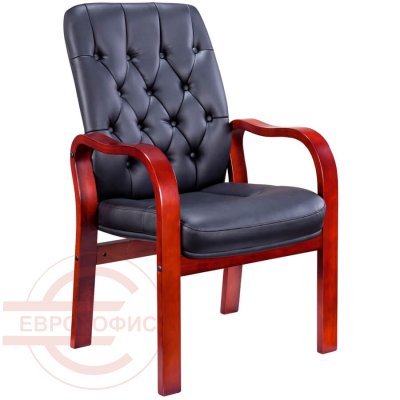 Monaco Wood CF Кресло для посетителя  EVERPROF, обивка экокожа (Черный)