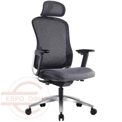 7002-1 Кресло для руководителя  Евро Офис, обивка сетка / ткань (Черный)