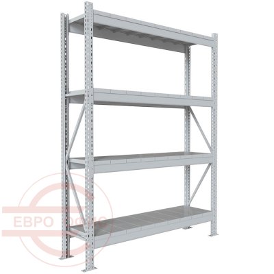 200x150x40 Металлический стеллаж MS PRO, 4 (Cерый полуматовый (RAL 7038))