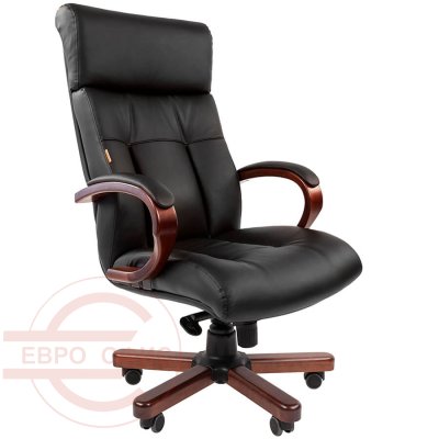 421 Кресло для руководителя  Chairman, обивка кожа (Чёрный)