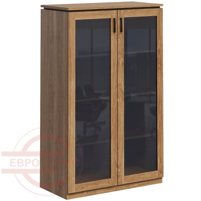 Ot-52 + Ot-08.2 Средний стеллаж со стеклянными дверьми Мебель Стиль On.Top (Рэд Фокс / венге)