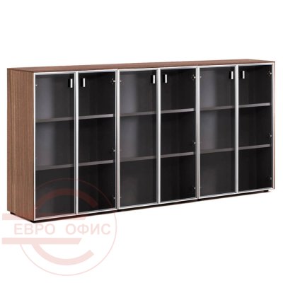 101 734 Шкаф-витрина H.120, 6 дв Profoffice Exe (Орех мароне/Хром)