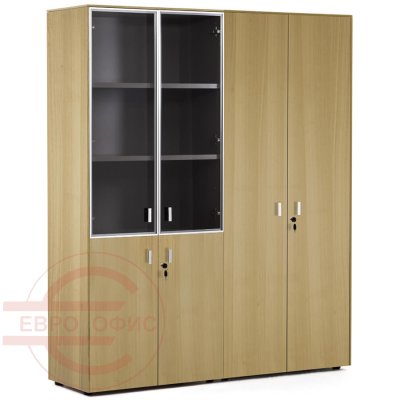 109 726 Шкаф комбинированный + шкаф для бумаг Profoffice Enzo (Светлый эвкалипт / хром)