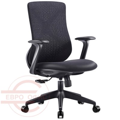 7215-1W Кресло для руководителя  Евро Офис, обивка сетка / ткань (Черный)