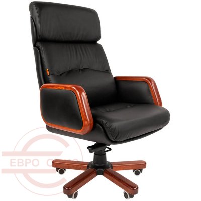 417 Кресло для руководителя  Chairman, обивка кожа (Чёрный)