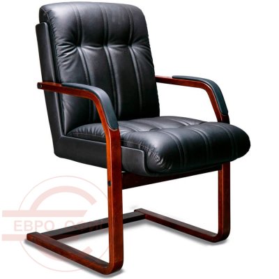 CANNES C LX Кресло для посетителя  Мирэй Групп, обивка кожа (Черный (орех тай))