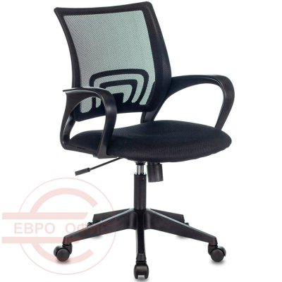 CH-695N Кресло для персонала  Бюрократ, обивка сетка / ткань (Чёрная сетка, чёрная ткань (TW-11+TW-01))