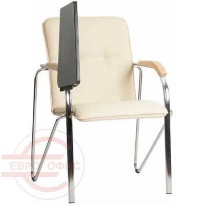 Samba Chrome T (с пюпитром)  Кресло для посетителя  Евро Офис, обивка экокожа (Бежевый)