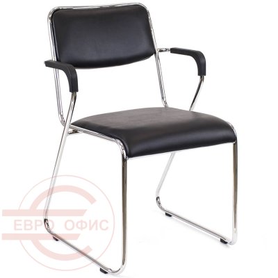 Fix Plus Chrome Кресло для посетителя  EVERPROF, обивка экокожа (Чёрный)
