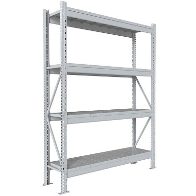 200x150x40 Металлический стеллаж MS PRO, 4 (Cерый полуматовый (RAL 7038))