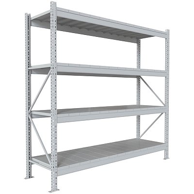 200x210x60 Металлический стеллаж MS PRO, 4 (Cерый полуматовый (RAL 7038))