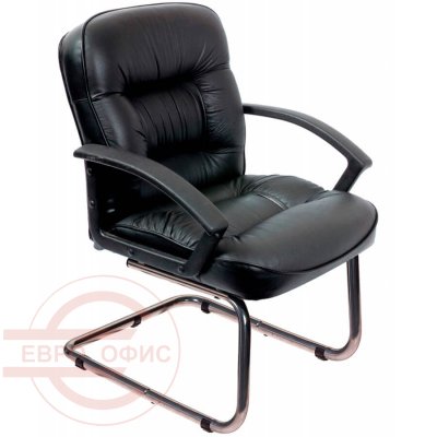 T-9908AXSN-LOW-V Кресло для посетителя  Бюрократ, обивка кожа (Чёрный)