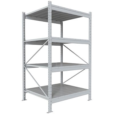 200x120x100 Металлический стеллаж MS PRO, 4 (Cерый полуматовый (RAL 7038))