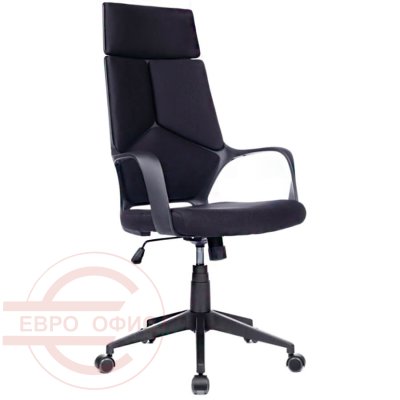 TRIO Black TM Кресло для руководителя  Евро Офис, обивка ткань (Чёрный)