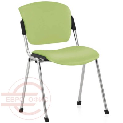Эра Хром Стул для посетителя  Евро Офис, обивка экокожа (Салатовый (EV-12))