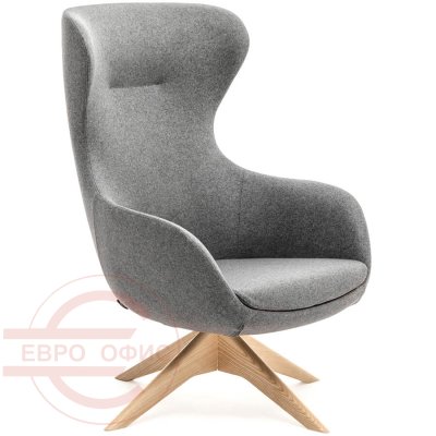ELEGANCE Wood крутящ. Кресло для посетителя  Profoffice, обивка ткань (Серый М)