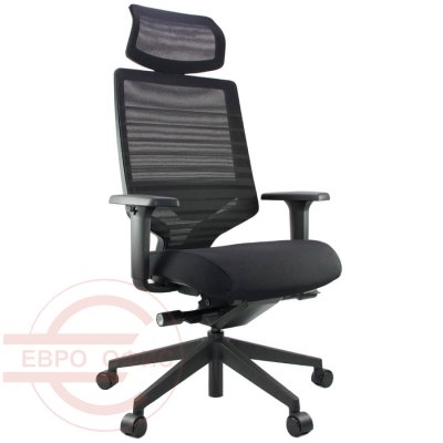 TN300HLDAZU (4900AHZ) Кресло для руководителя CLING Fursys, обивка сетка / ткань (Чёрное (836), спинка сетка чёрная (936))