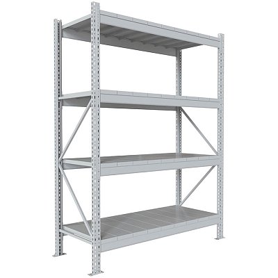 200x150x60 Металлический стеллаж MS PRO, 4 (Cерый полуматовый (RAL 7038))