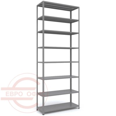 MS_255x100x40 Металлический стеллаж ПРОМЕТ, 8 (Cерый полуматовый (RAL 7038))