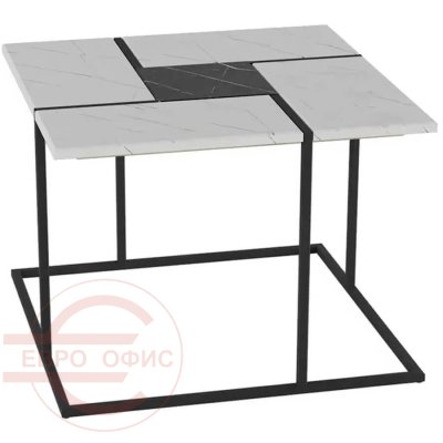 Калифорния Журнальный стол Мебелик (Белый мрамор / черный мрамор)