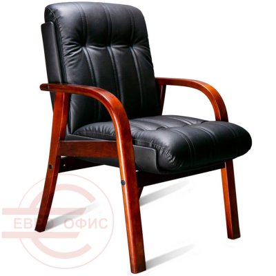 CANNES BD LX (Канны БД) УЦ Кресло для посетителя  Мирэй Групп, обивка кожа (Черный (орех тай))