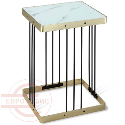SHT-CT16 Журнальный стол Sheffilton (Светлый мрамор / латунь / черный)