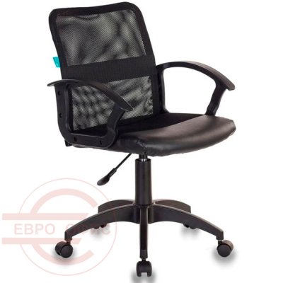 CH-590 Кресло для персонала  Бюрократ, обивка сетка / экокожа (Чёрный)