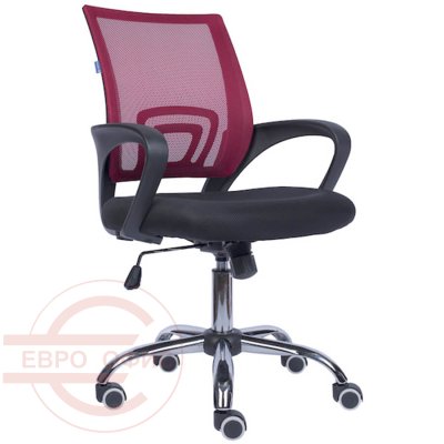 EP-696 Кресло для персонала  EVERPROF, обивка сетка / ткань (Сетка красная, ткань чёрная)