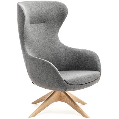 ELEGANCE Wood крутящ. Кресло для посетителя  Profoffice, обивка ткань (Серый М)