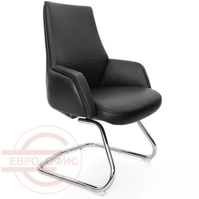 AR-C107-V Кресло для посетителя  Евро Офис, обивка кожа (Чёрный)