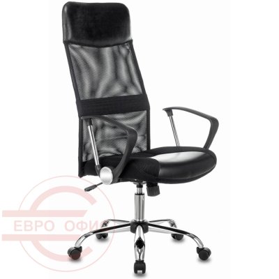 CH-600SL Кресло для руководителя  Бюрократ, обивка сетка / экокожа (Чёрный)
