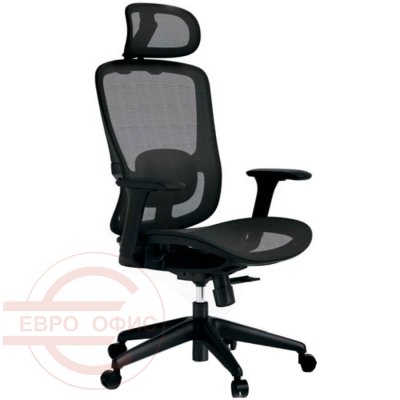7256C-1 Кресло для руководителя  Евро Офис, обивка сетка (Черный MT81-1)
