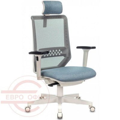 EXPERT WHITE Кресло для руководителя  Бюрократ, обивка сетка / ткань (Голубой 38-405)
