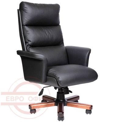 VIP Кресло для руководителя VIP Мирэй Групп, обивка кожа (Черный (темный орех))