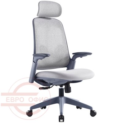 7217A-3 Кресло для руководителя  Евро Офис, обивка ткань (Серый MT05-2 + MТ02-2)